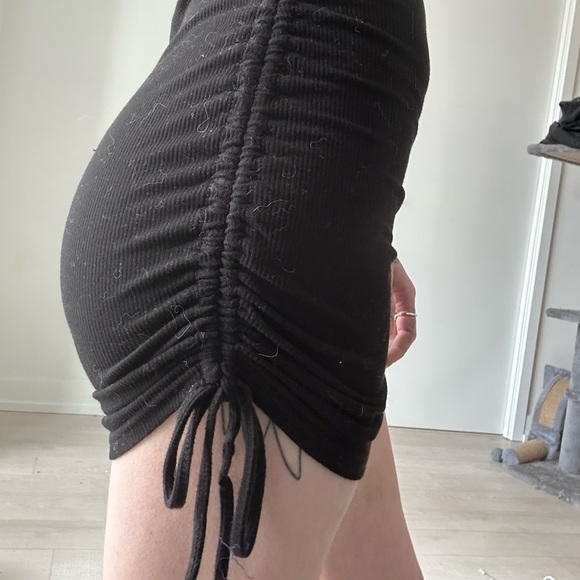 Steve Madden Mini Bodycon Small Black Cinch-Tie Long-sleeved Dress - Picture 11 of 11